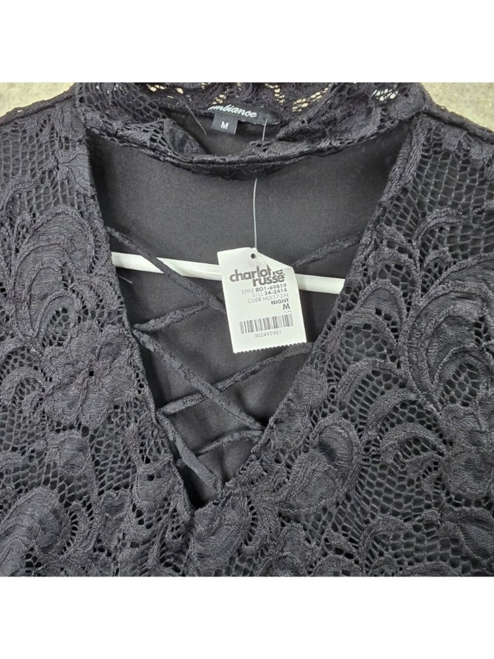 Ambiance Womens Lace Black Midi Dress Size M Semi Sheer Bodycon Long Sleeves - Picture 4 of 9